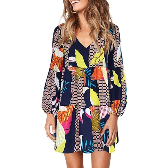 None Dresses & Skirts - NEW Tunic Summer Dress V Neck Casual Loose Flowy